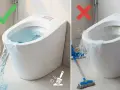WC sans bride : le bon usage pour un nettoyage efficace et sans débordement. Le mauvais usage cause des éclaboussures.