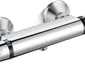 Mitigeur thermostatique chromé pour douche, avec indication de température. L'entraxe robinet douche est standard.