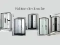 Plusieurs modèles de cabines de douche modernes avec receveur, idéales pour remplacer une ancienne baignoire ou douche.