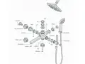 Schéma éclaté d'un mitigeur de douche, utile pour changer les pièces ou le mitigeur douche entier.