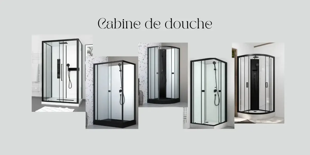 Plusieurs modèles de cabines de douche modernes avec receveur, idéales pour remplacer une ancienne baignoire ou douche.