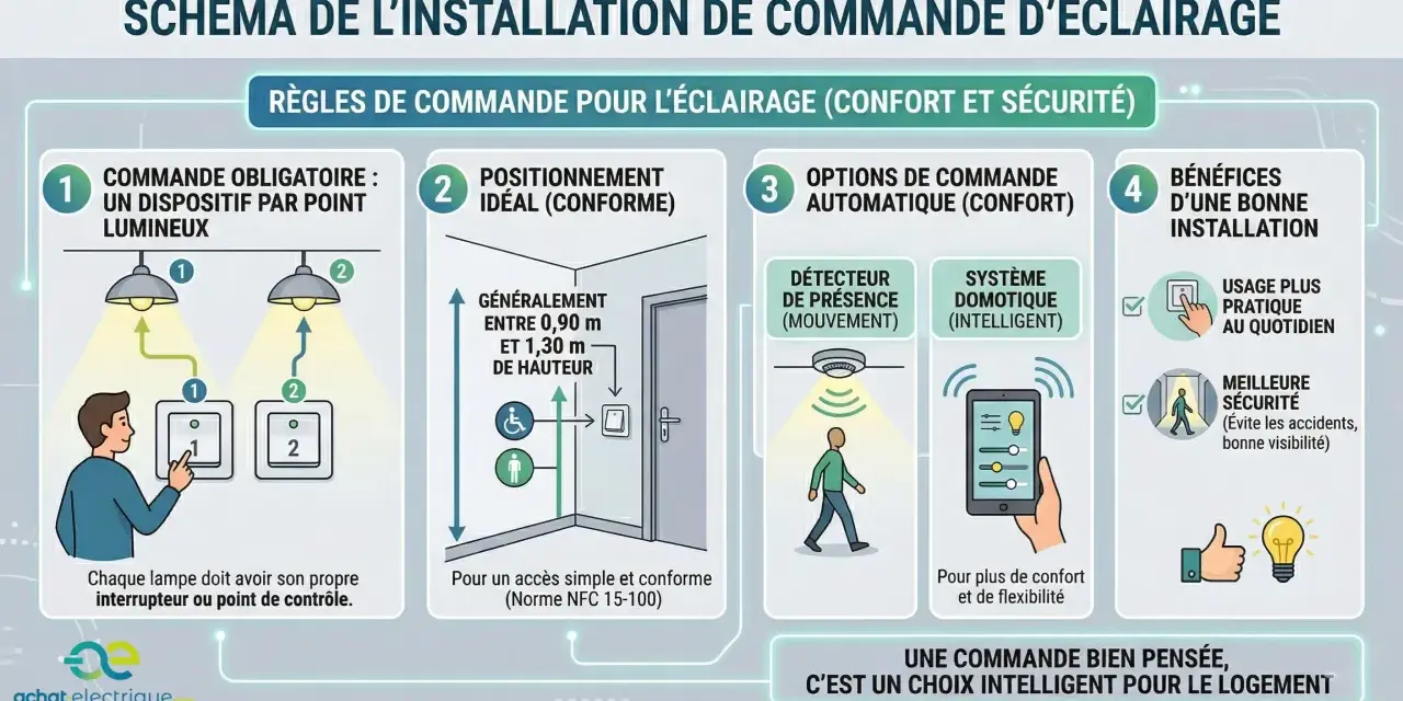 Schéma d'installation d'éclairage : règles, options automatiques et bénéfices. Idéal pour une zone électrique de salle de bain.