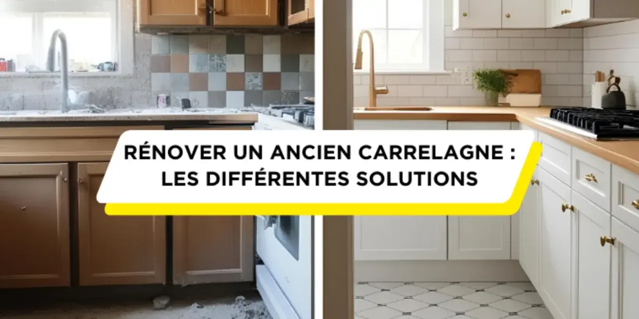 Avant/après d'une cuisine : la rénovation du carrelage mural et au sol transforme l'espace.