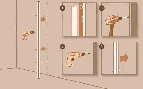 Étapes pour la pose paroi de douche : perçage, fixation et ajustement.