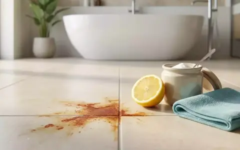 Nettoyer les taches de rouille sur le carrelage de la salle de bain avec du citron et du bicarbonate de soude.