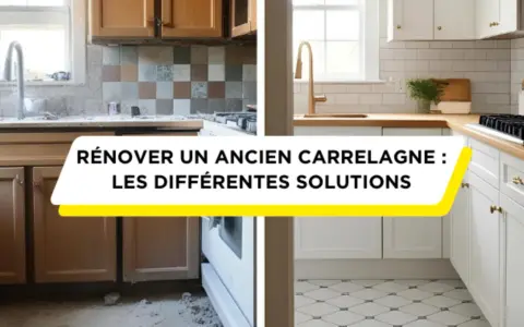Avant/après d'une cuisine : la rénovation du carrelage mural et au sol transforme l'espace.