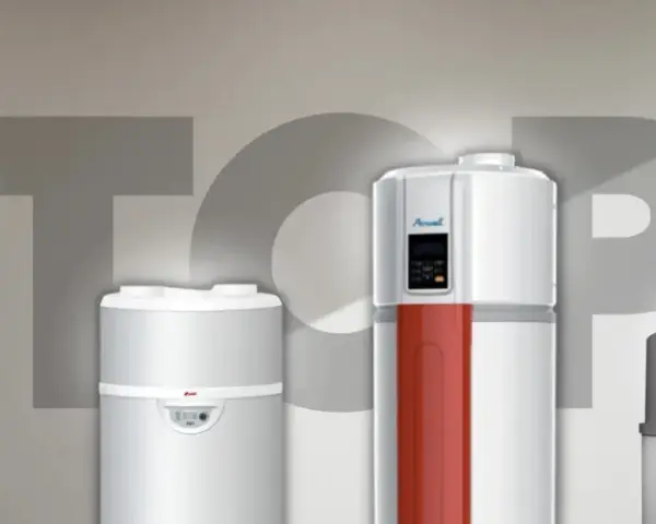 Quatre ballons thermodynamiques modernes, certains avec des accents rouges ou gris, se dressent devant le mot "TOP" stylisé.
