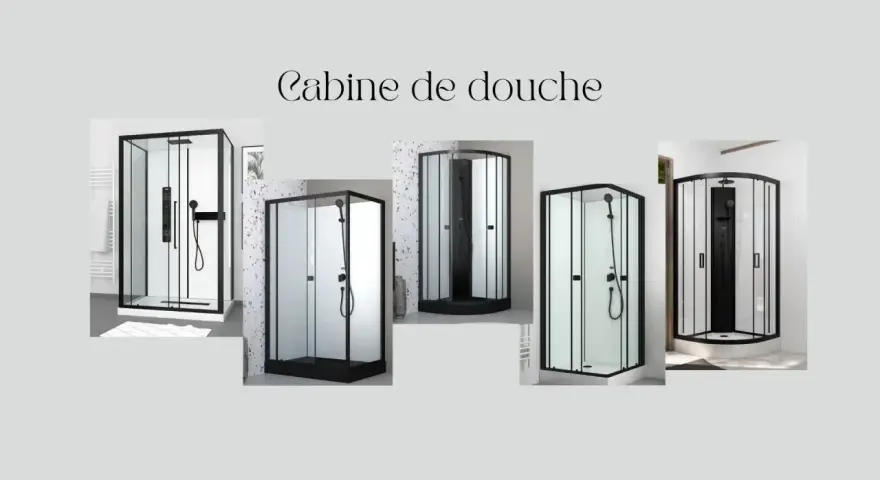 Plusieurs modèles de cabines de douche modernes avec receveur, idéales pour remplacer une ancienne baignoire ou douche.