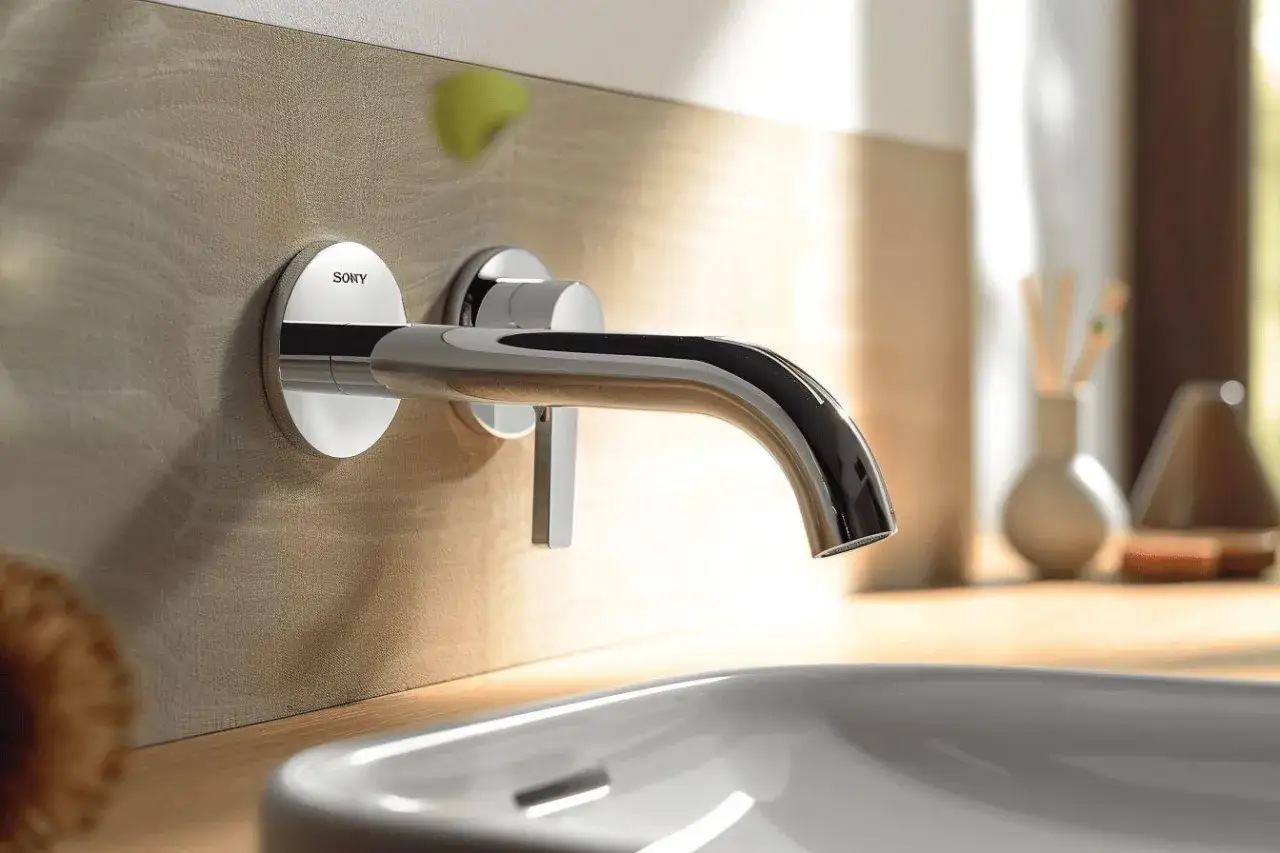 Robinet de lavabo encastrable au design moderne. La hauteur du robinet est idéale pour un usage confortable.